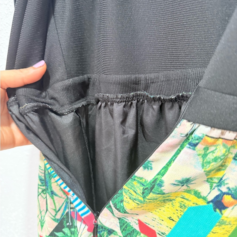 Nicole by Nicole Miller Black Top Green Tropical Print Maxi Skirt 14 - Picture 6 of 10